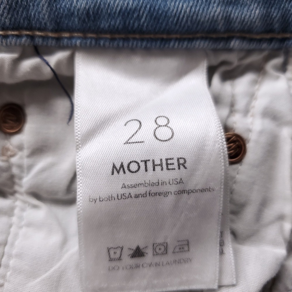 Mother High Waisted Rider Ankle Fray Jeans Women 28 Blue Stretch Distressed - Picture 10 of 13